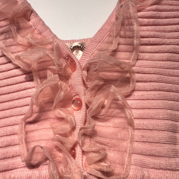 Studio Y Blush Ribbed Top with Ruffle Accent - Picture 3 of 5